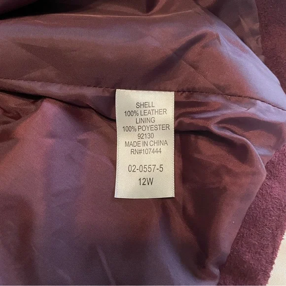 Jessica London Burgundy Genuine Leather Suede Jacket - Picture 7 of 7